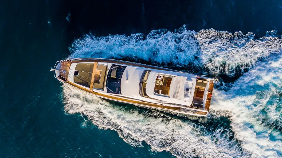 Exterior view of My Karat II, a Azimut 66 motor yacht at Grad Kaštela, Croatia