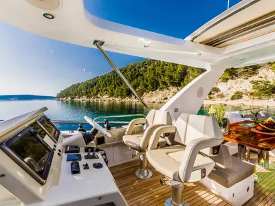 Cockpit of My Karat II, a Azimut 66 motor yacht at Grad Kaštela, Croatia