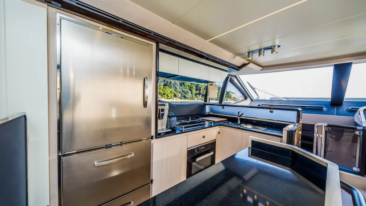 Galley of My Karat II, a Azimut 66 motor yacht at Grad Kaštela, Croatia