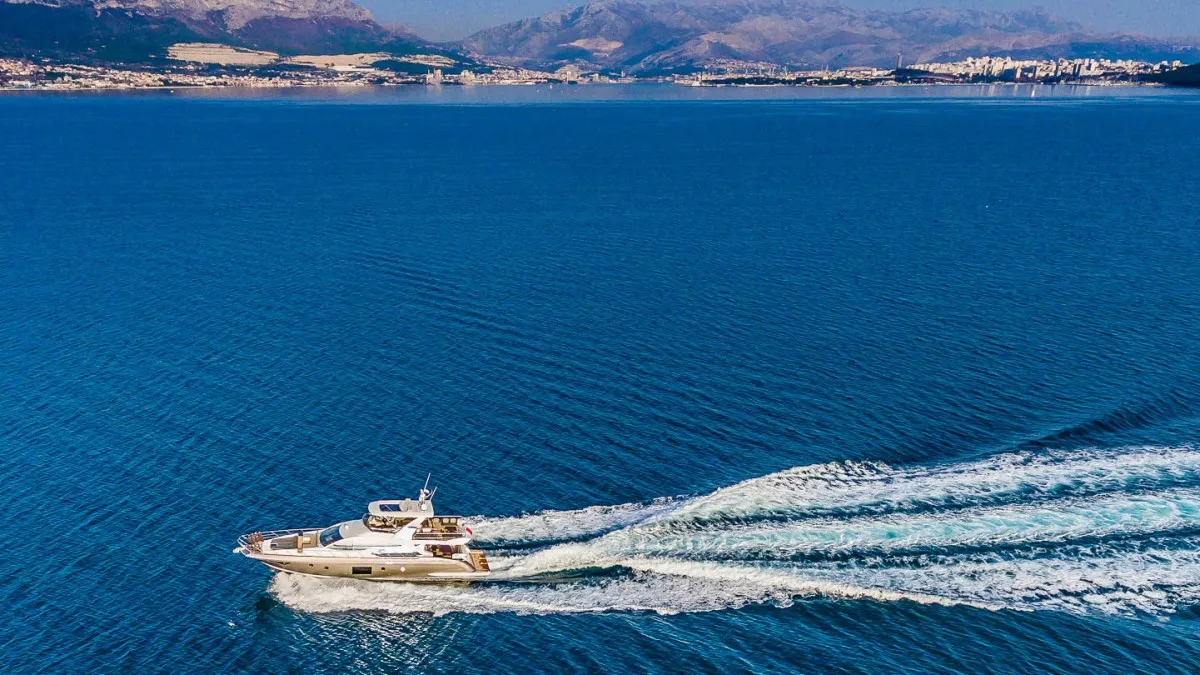 Exterior view of My Karat II, a Azimut 66 motor yacht at Grad Kaštela, Croatia