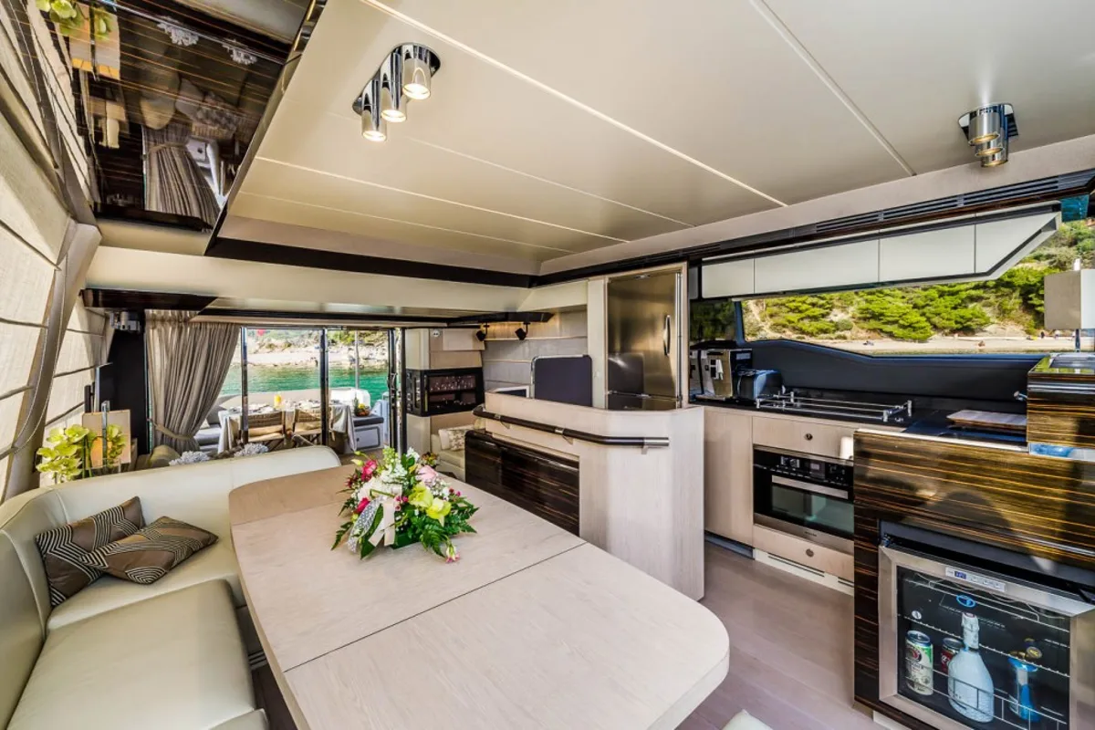 Salon of My Karat II, a Azimut 66 motor yacht at Grad Kaštela, Croatia
