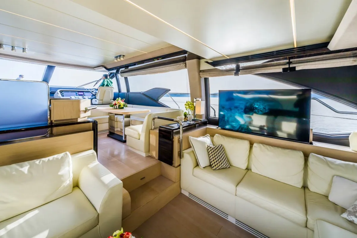 Salon of My Karat II, a Azimut 66 motor yacht at Grad Kaštela, Croatia