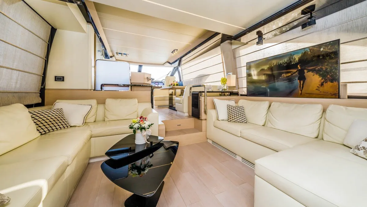 Salon of My Karat II, a Azimut 66 motor yacht at Grad Kaštela, Croatia