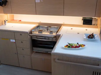 Galley of Karpouzi, a Bavaria C42 sailboat at Preveza, Greece
