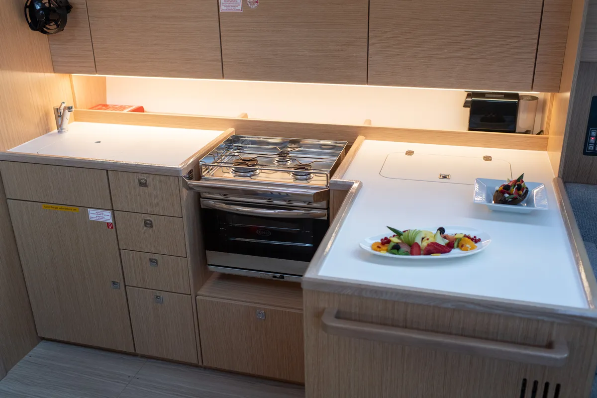 Galley of Karpouzi, a Bavaria C42 sailboat at Preveza, Greece