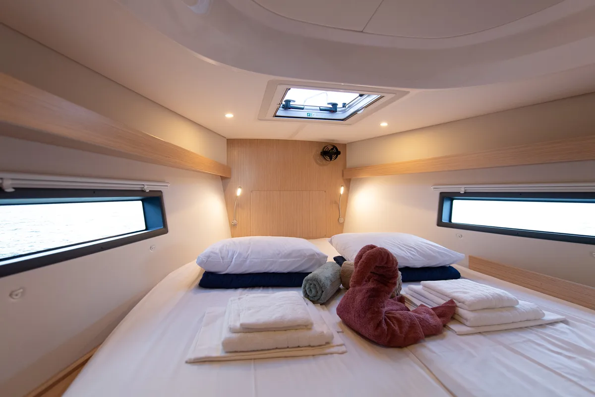 Cabin on Karpouzi, a Bavaria C42 sailboat at Preveza, Greece
