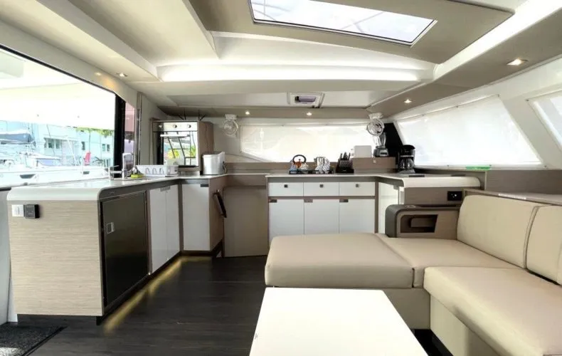Galley of Ogibni, a Fountaine Pajot Elba 45 catamaran at Road Town, British Virgin Islands