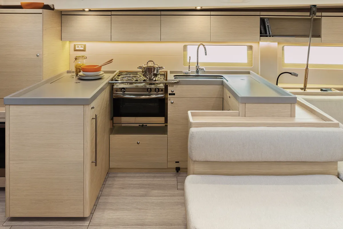 Galley of Mary-Anne, a Beneteau Oceanis 51.1 sailboat at es Jonquet, Spain