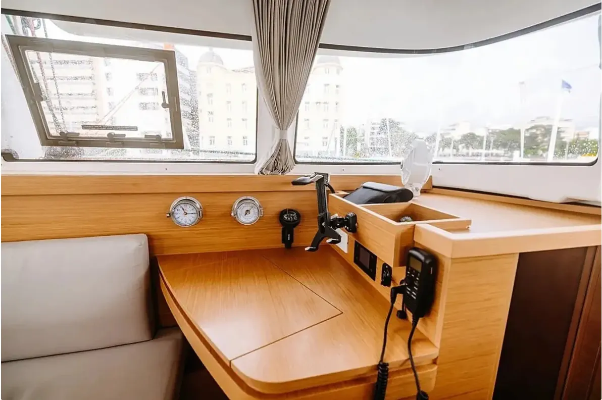 Cockpit of Lydia, a Excess 11 catamaran at Municipal Unit of Lefkada, Greece