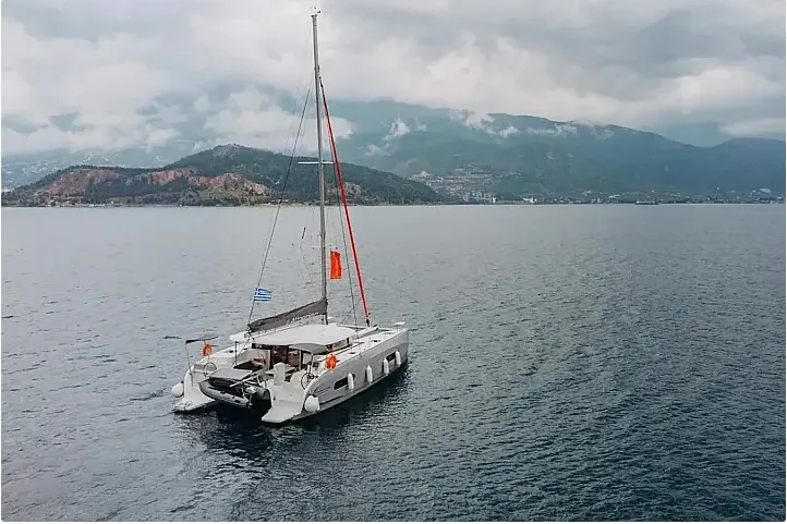 Exterior view of Lydia, a Excess 11 catamaran at Municipal Unit of Lefkada, Greece