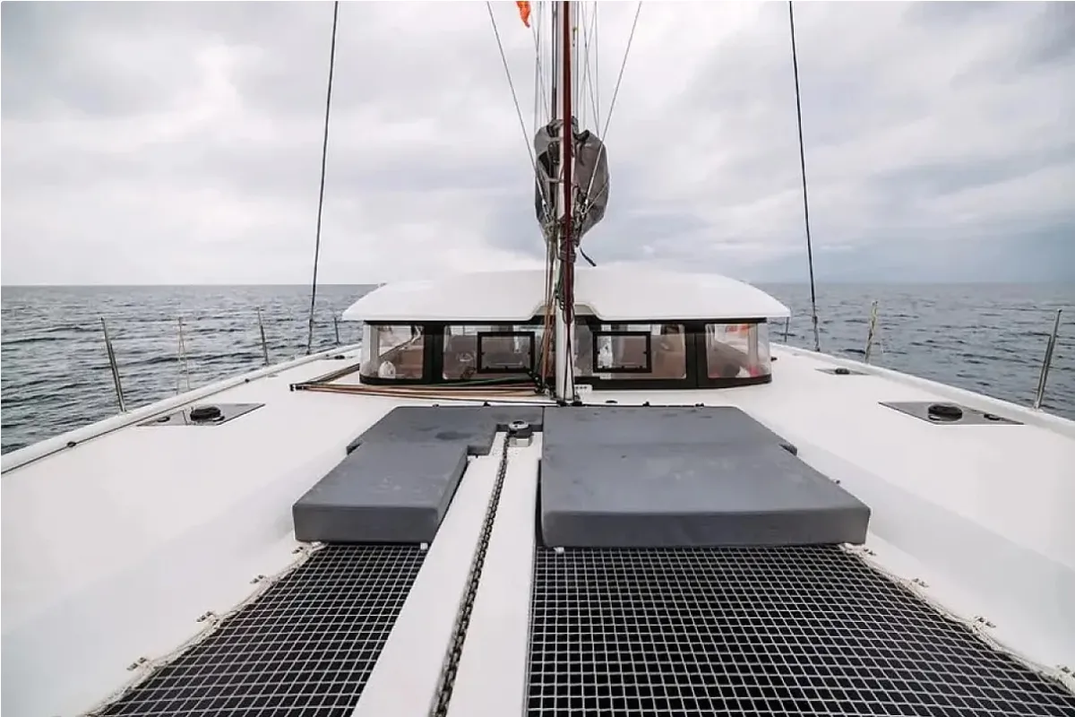 Deck of Lydia, a Excess 11 catamaran at Municipal Unit of Lefkada, Greece
