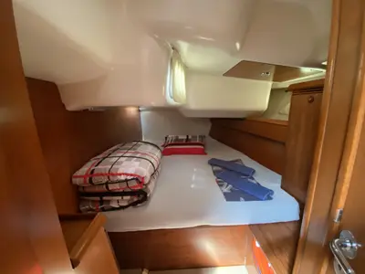 Cabin on Safina, a Jeanneau Sun Odyssey 45 sailboat at Fethiye, Turkey