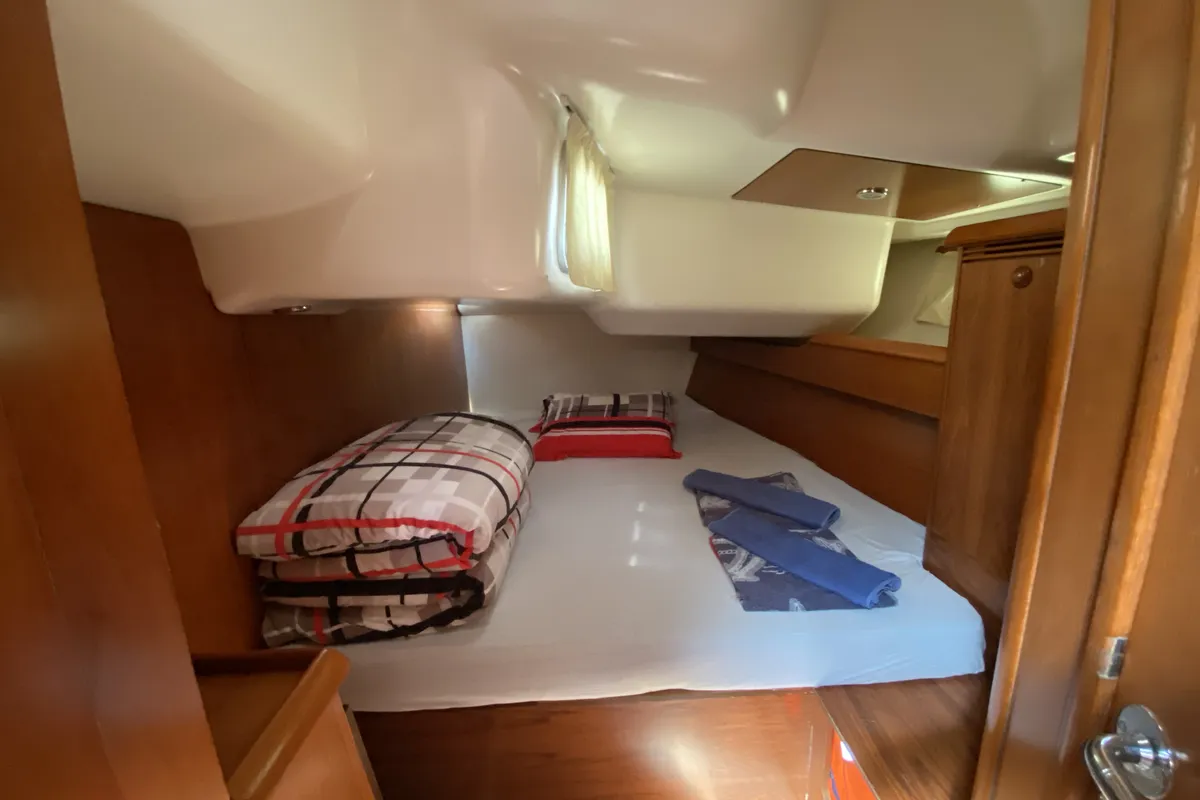 Cabin on Safina, a Jeanneau Sun Odyssey 45 sailboat at Fethiye, Turkey