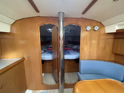 Salon of Safina, a Jeanneau Sun Odyssey 45 sailboat at Fethiye, Turkey