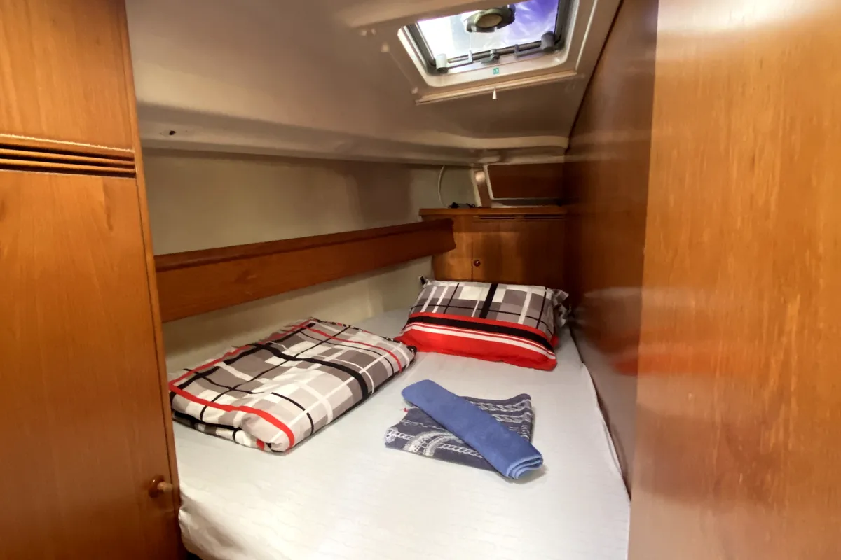 Cabin on Safina, a Jeanneau Sun Odyssey 45 sailboat at Fethiye, Turkey