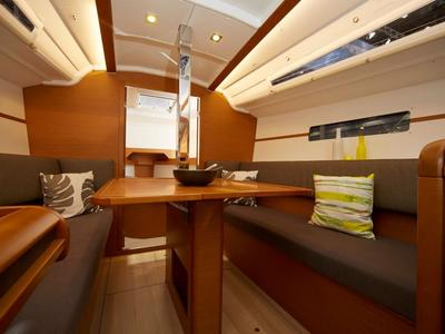 Salon of Insula Solis, a Jeanneau Sun Odyssey 349 sailboat at Heiligenhafen, Germany