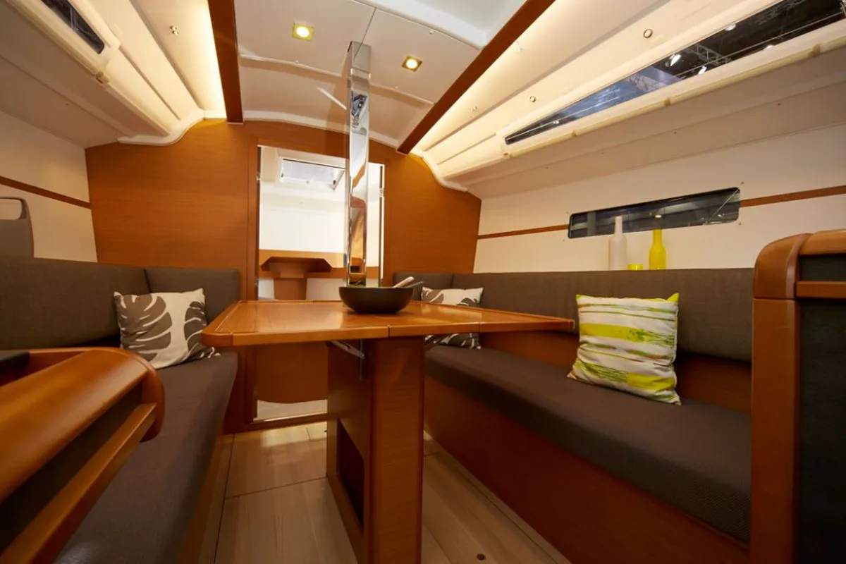 Salon of Insula Solis, a Jeanneau Sun Odyssey 349 sailboat at Heiligenhafen, Germany