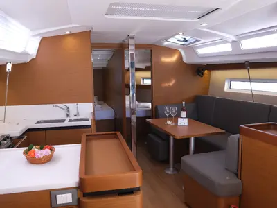 Salon of Roma, a Jeanneau Sun Odyssey 440 sailboat at Fethiye, Turkey