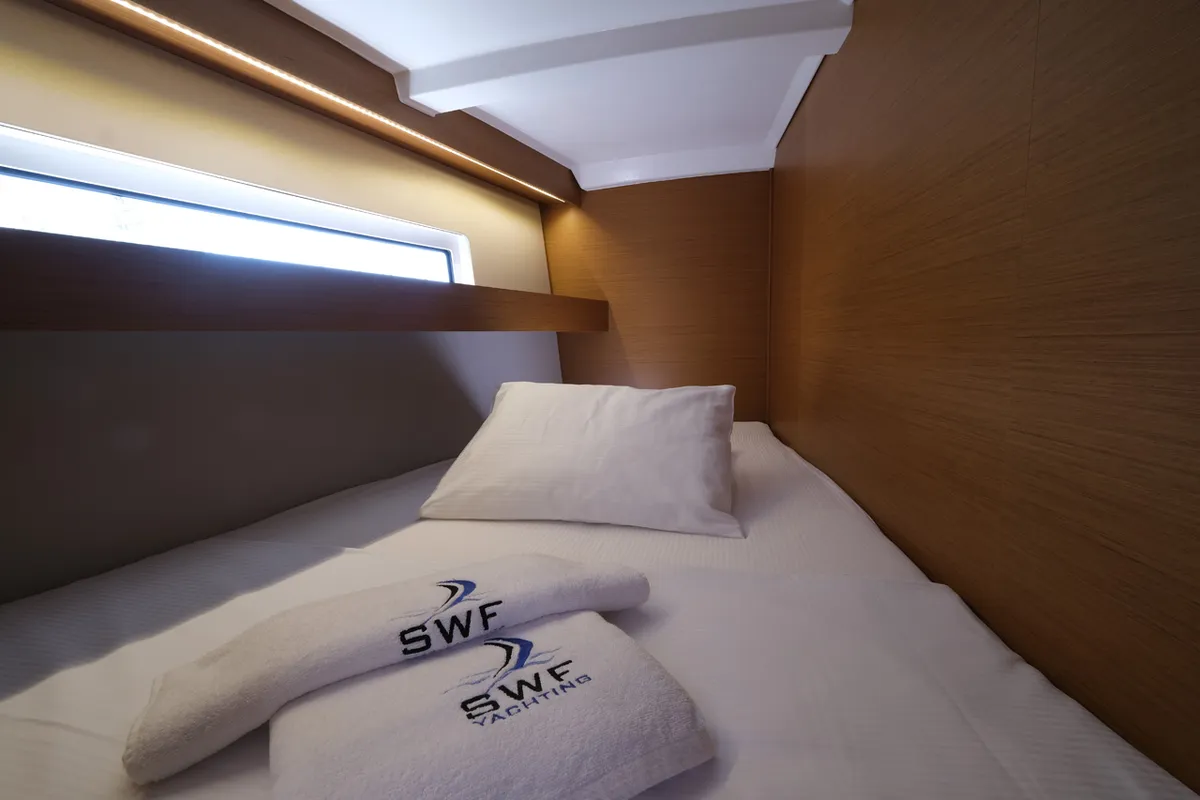 Cabin on Roma, a Jeanneau Sun Odyssey 440 sailboat at Fethiye, Turkey