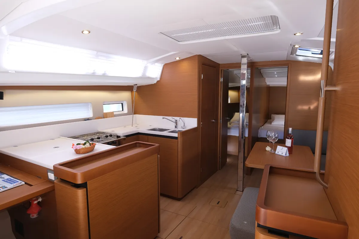 Galley of Roma, a Jeanneau Sun Odyssey 440 sailboat at Fethiye, Turkey