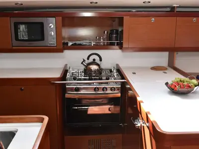 Galley of Angelina, a Beneteau Oceanis 54 sailboat at Volos, Greece