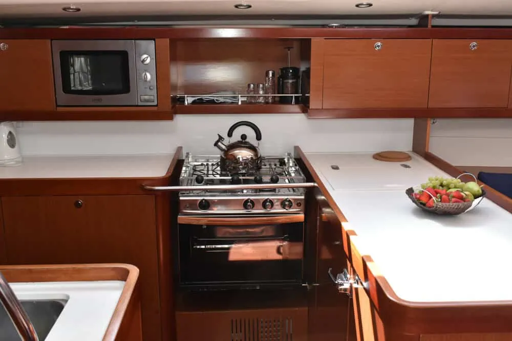 Galley of Angelina, a Beneteau Oceanis 54 sailboat at Volos, Greece