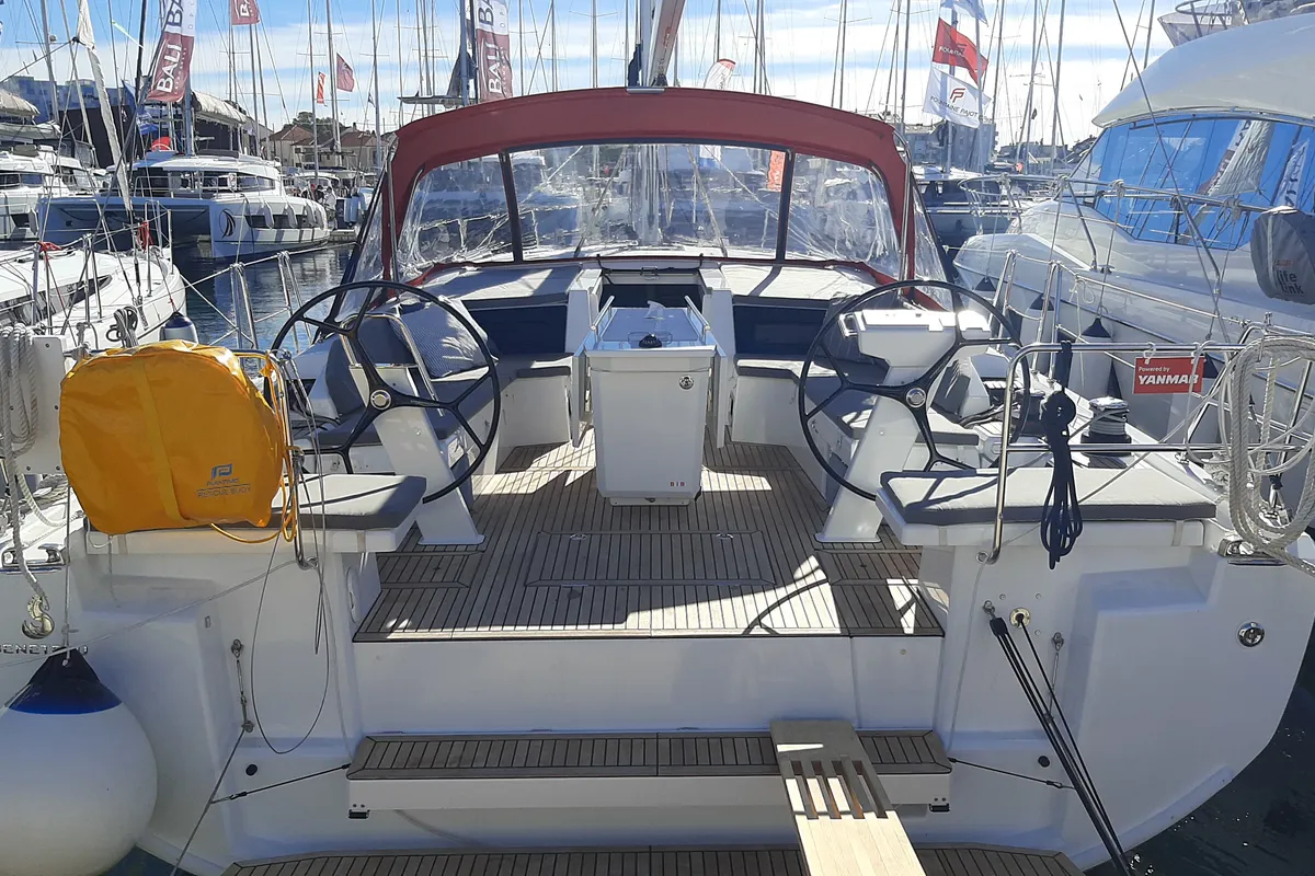 Cockpit of Nauti Buoy, a Beneteau Oceanis 46.1 sailboat at Split, Croatia