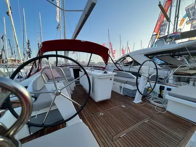 Cockpit of Nauti Buoy, a Beneteau Oceanis 46.1 sailboat at Split, Croatia