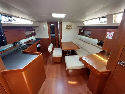 Salon of Stella, a Beneteau Oceanis 45 sailboat at Herceg Novi, Montenegro