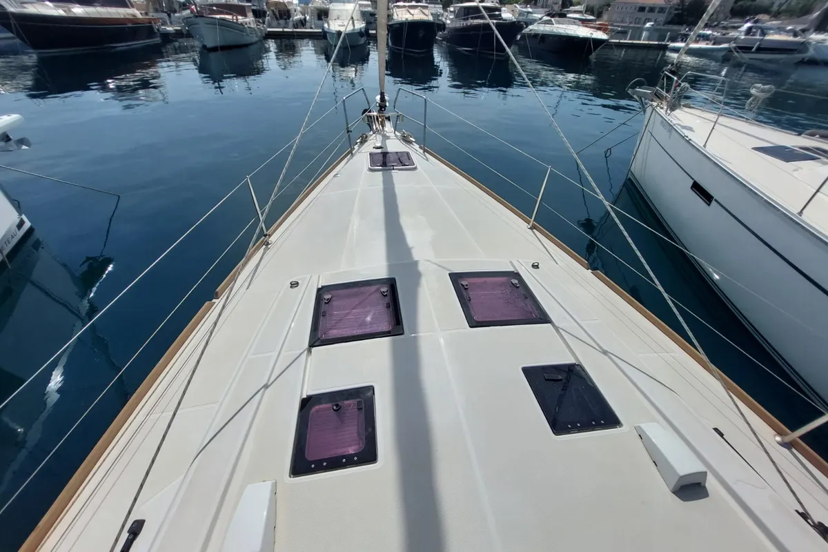 Deck of Stella, a Beneteau Oceanis 45 sailboat at Herceg Novi, Montenegro
