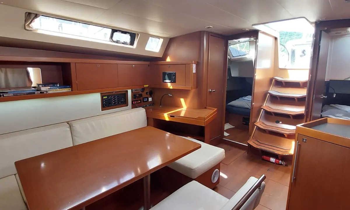 Salon of Stella, a Beneteau Oceanis 45 sailboat at Herceg Novi, Montenegro