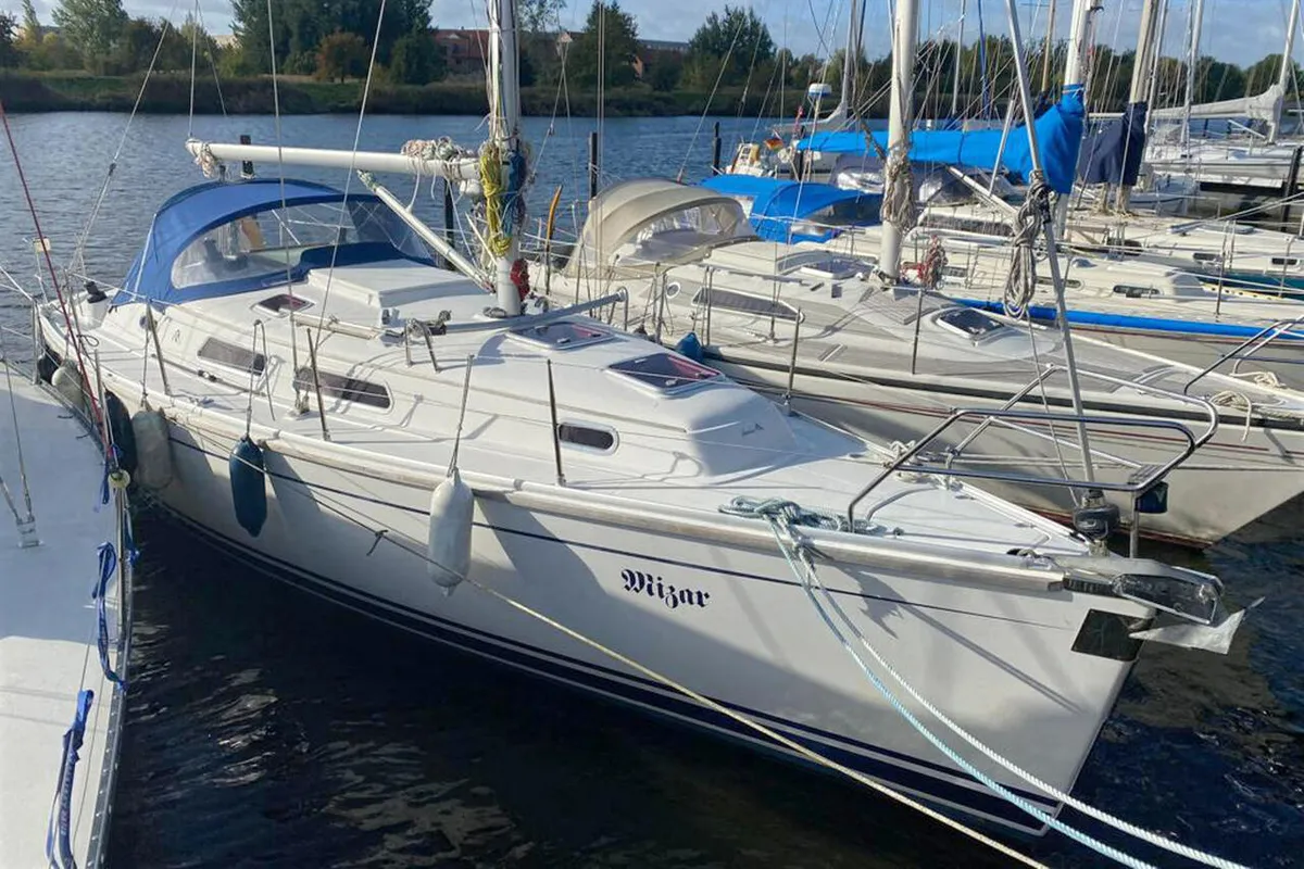 Exterior view of Mizar, a Hanse 315 sailboat at Barth, Germany