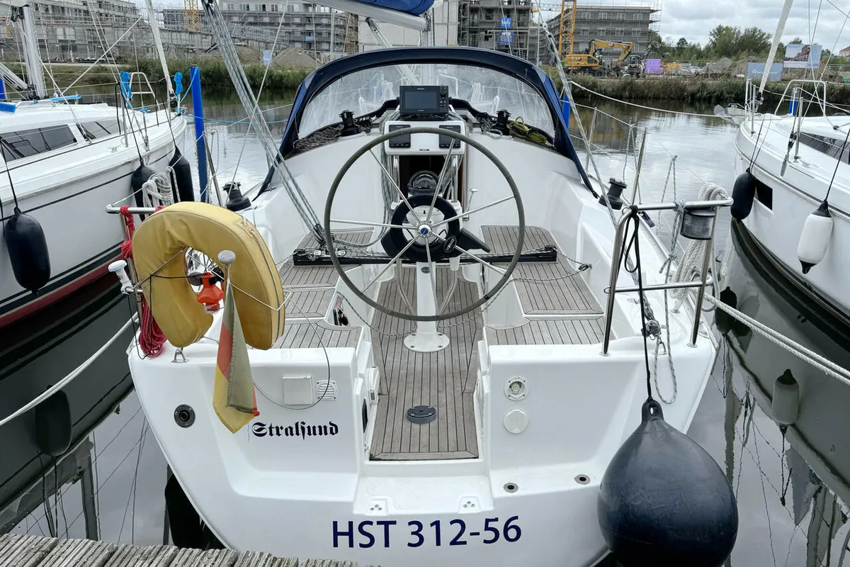 Cockpit of Mizar, a Hanse 315 sailboat at Barth, Germany