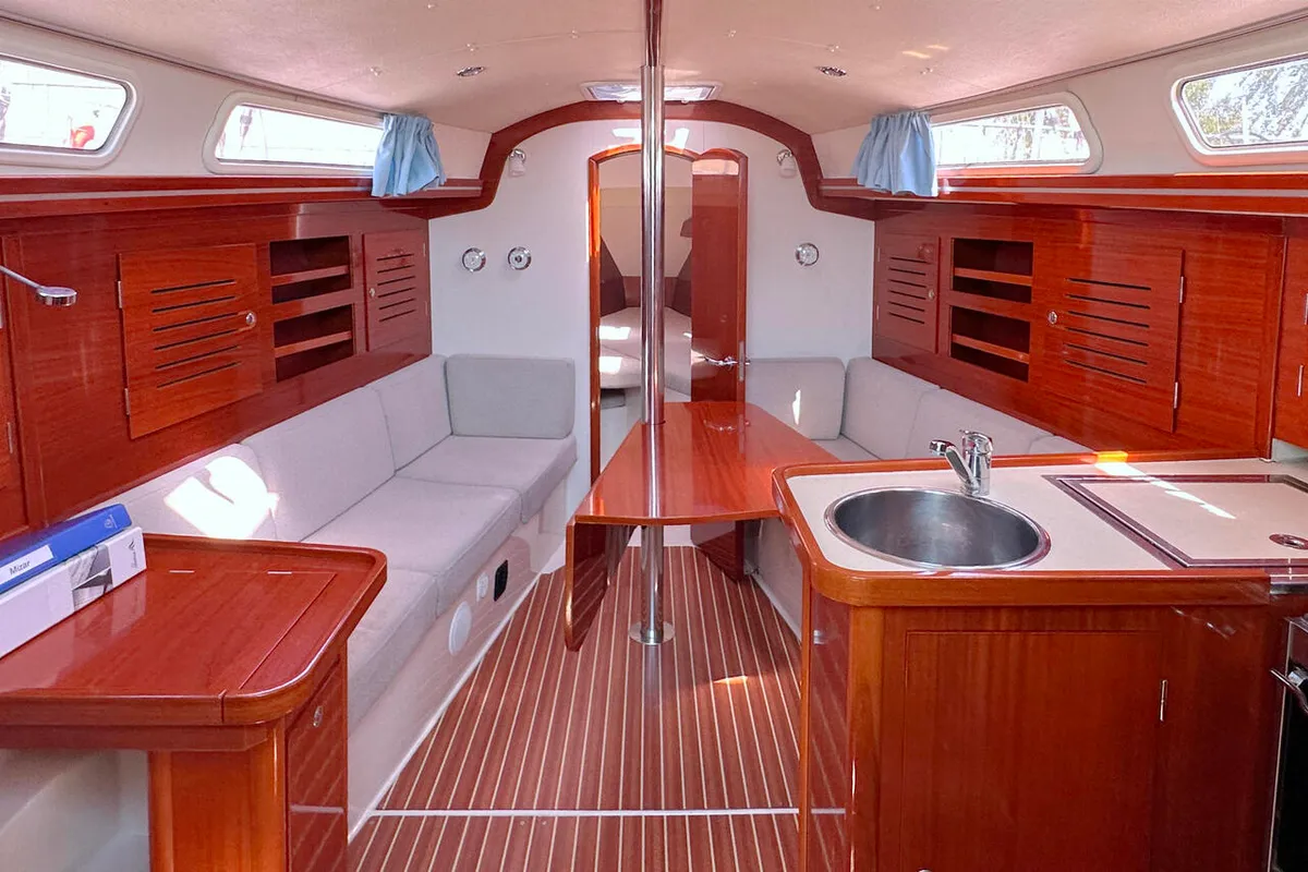 Salon of Mizar, a Hanse 315 sailboat at Barth, Germany