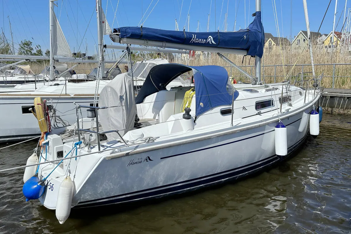 Exterior view of Mizar, a Hanse 315 sailboat at Barth, Germany