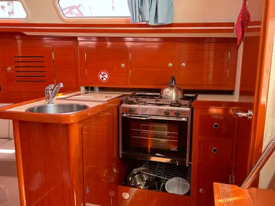 Galley of Mizar, a Hanse 315 sailboat at Barth, Germany