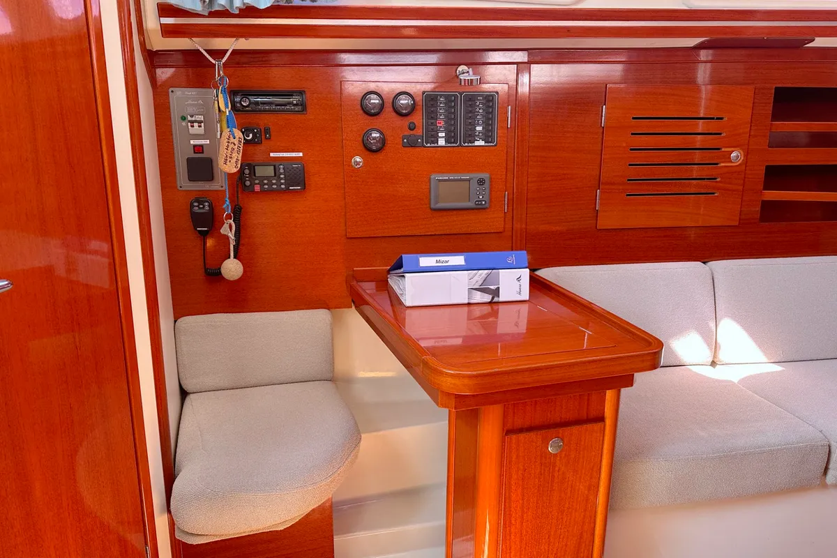Salon of Mizar, a Hanse 315 sailboat at Barth, Germany
