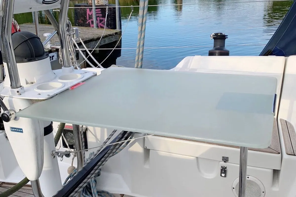 Cockpit of Mizar, a Hanse 315 sailboat at Barth, Germany