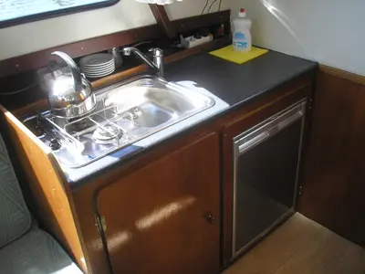 Galley of Roosje, a Gulet Doerak 780 motorboat at Woudsend, Netherlands