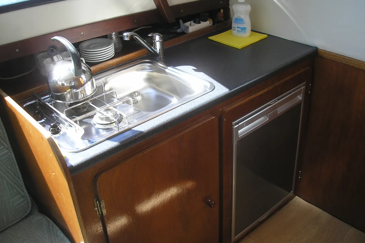 Galley of Roosje, a Gulet Doerak 780 motorboat at Woudsend, Netherlands