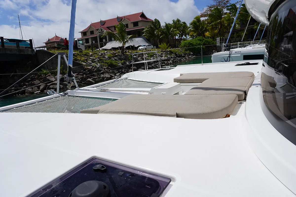 Deck of PRINCESS JULIJA, a Lagoon 46 catamaran at Roche Caiman, Seychelles