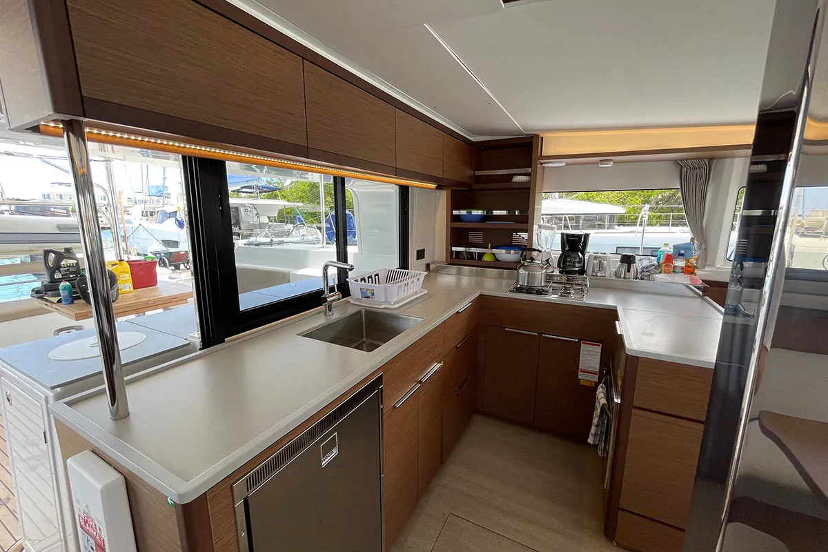 Galley of PRINCESS JULIJA, a Lagoon 46 catamaran at Roche Caiman, Seychelles