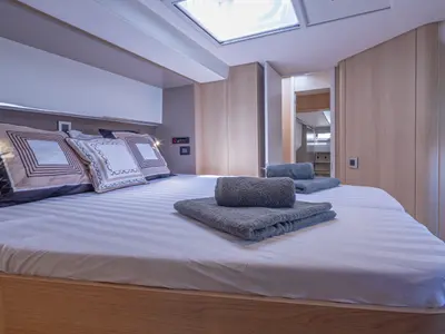 Cabin on License to Chill (crewed), a Bali 5.4 catamaran at Athens, Greece