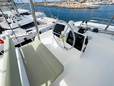Cockpit of Queen Mary, a Bali 4.6 - 4 cab. OW catamaran at Hyères, France
