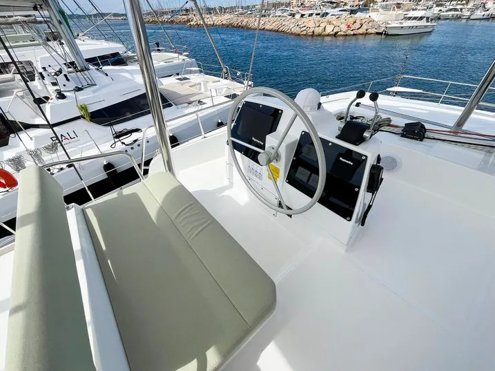 Cockpit of Queen Mary, a Bali 4.6 - 4 cab. OW catamaran at Hyères, France