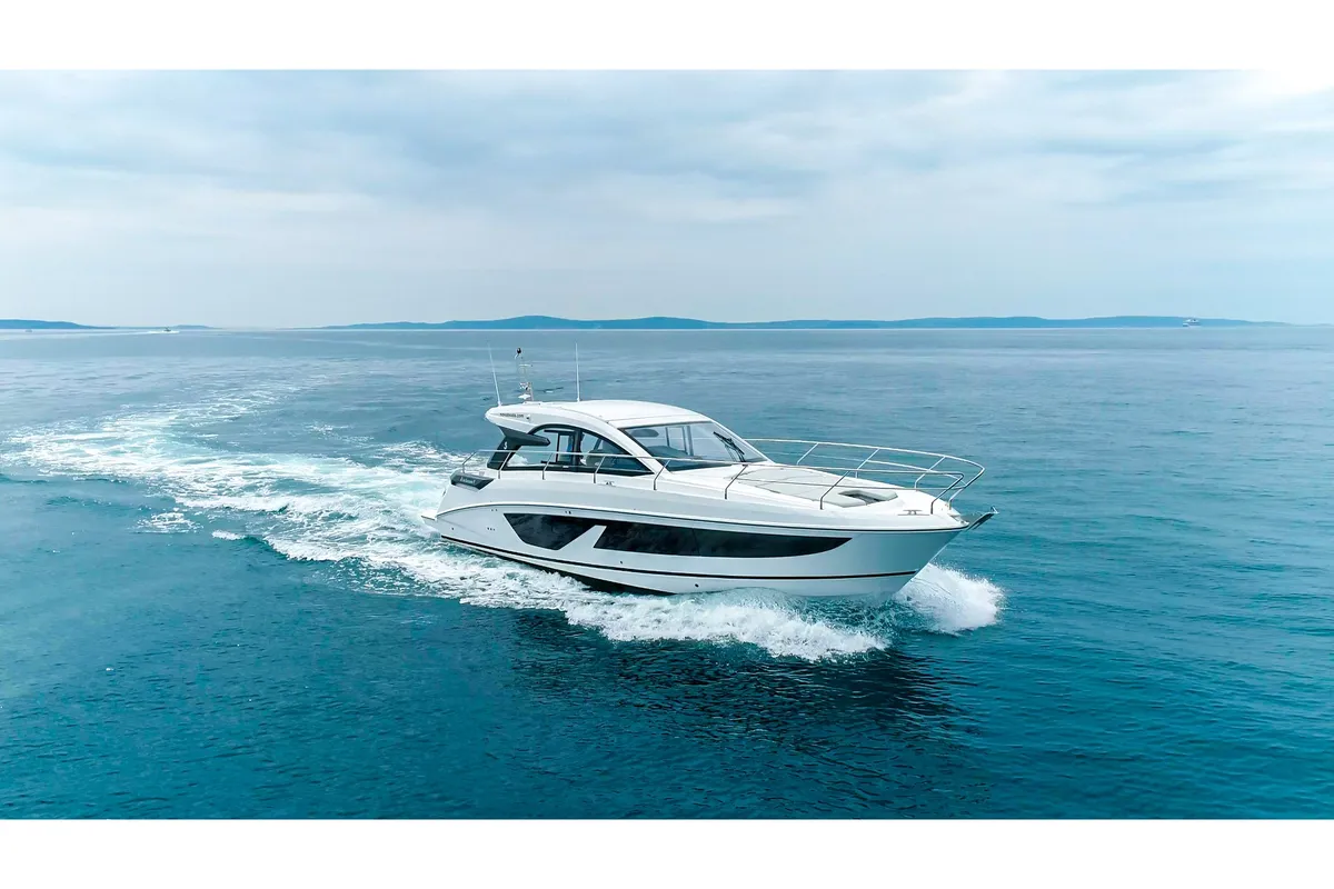 Exterior view of MIAMI VICE, a Beneteau Gran Turismo 41 motor yacht at Općina Rogoznica, Croatia