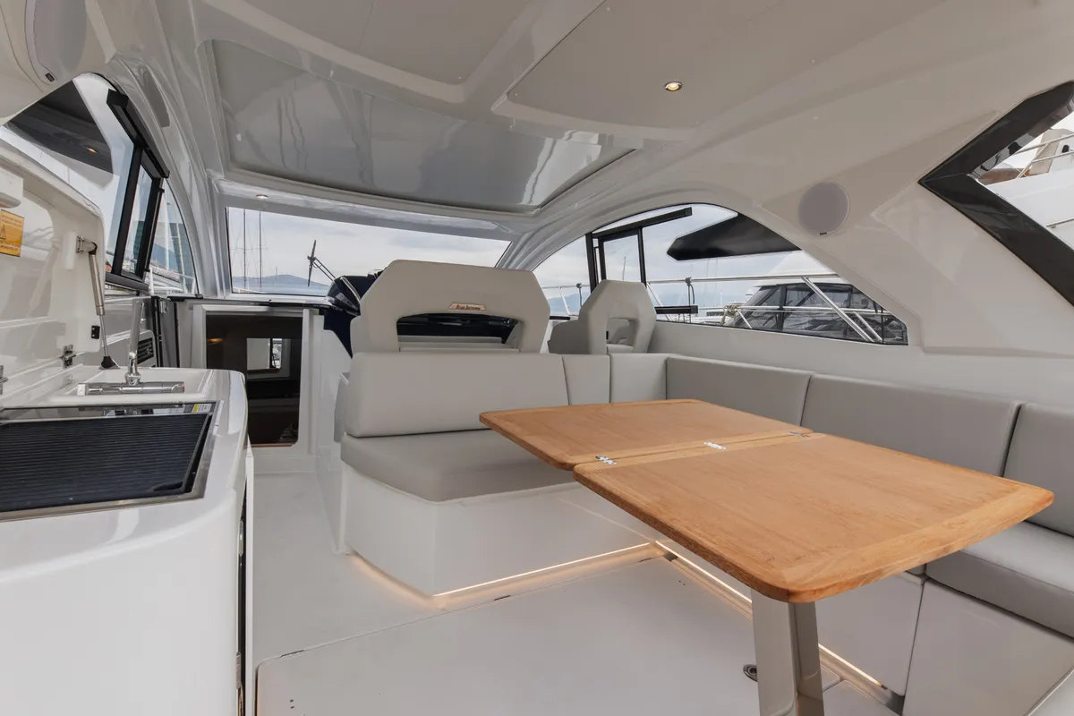 Deck of MIAMI VICE, a Beneteau Gran Turismo 41 motor yacht at Općina Rogoznica, Croatia