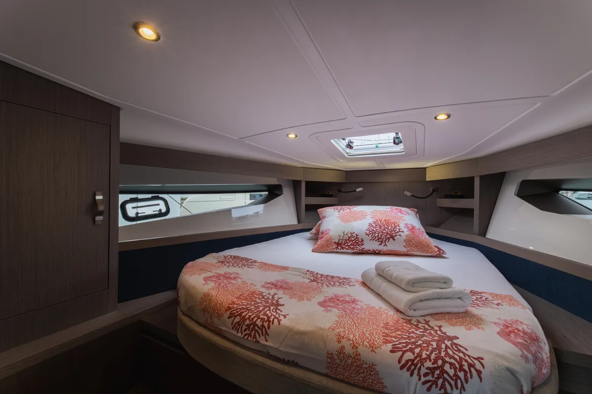 Cabin on MIAMI VICE, a Beneteau Gran Turismo 41 motor yacht at Općina Rogoznica, Croatia