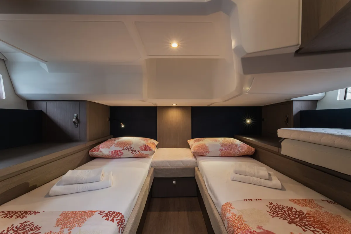 Cabin on MIAMI VICE, a Beneteau Gran Turismo 41 motor yacht at Općina Rogoznica, Croatia