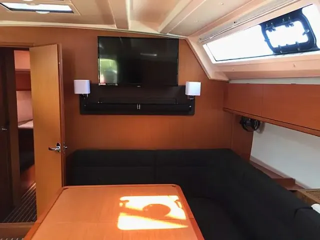 Salon of Renee, a Bavaria Cruiser 46 sailboat at Skiathos, Greece